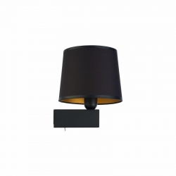Nowodvorski kinkiet z włącznikiem CHILLIN E27 x 1 Tkanina Stal lakierowana Czarno-Złoty ~230 V MAX: 40W