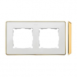 Kontakt Simon Simon 82 Detail Ramka 2-krotna, Detail SELECT-metal, BIAŁA / podstawa Złota