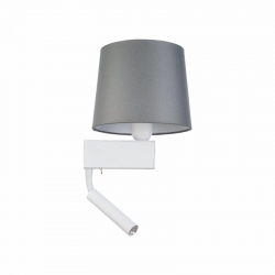 Nowodvorski kinkiet z włącznikiem CHILLIN E27, G9 x 2 Tkanina Stal lakierowana Szary ~220-230 V MAX: 40W, 1x10W only LED