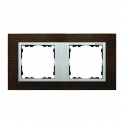 Kontakt Simon Simon 82 Nature Ramka 2-krotna Nature-drewno, Wenge / pierścień aluminium mat