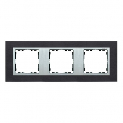 Kontakt Simon Simon 82 Nature Ramka 3-krotna Nature-metal, Inox czarny / pierścień aluminium