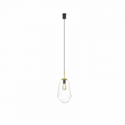 Nowodvorski lampa wisząca PEAR M E27 x 1 Szkło Stal mosiądzowana Transparentny ~220-230 V MAX: 40W