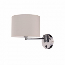 Nowodvorski kinkiet regulowany z włącznikiem HOTEL E14 x 1 Stal chromowana Stal chromowana Ecru ~220-230 V MAX: 1x60W