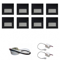 Zest 8 x oprawa schodowa ontario czarna ciepła +zasilacz 20W 12V DC+ 2 czujniki 12V DC