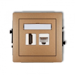 Karlik DECO gniazdo pojedyncze HDMI + gniazdo komp. poj. 1xRJ45, kat. 5e, 8-stykowy złoty metalik PODTYNKOWY bez ramki IP 20 8DGHK