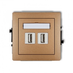 Karlik DECO gniazdo podwójne 2xUSB-AA 2.0 złoty metalik PODTYNKOWY bez ramki IP 20 8DGUSB-2