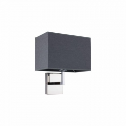 Nowodvorski kinkiet HOTEL E27 x 1 Tkanina Stal chromowana Szary ~220-230 V MAX: 1x60W