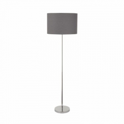 Nowodvorski Lampa podłogowa HOTEL E27 x 1 Tkanina Stal chromowana Szary ~220-230 V MAX: 1x60W