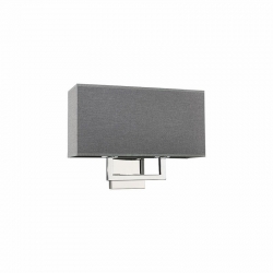 Nowodvorski kinkiet HOTEL E27 x 2 Tkanina Stal chromowana Szary ~220-230 V MAX: 2x60W