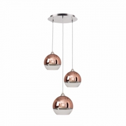 Nowodvorski lampa wisząca GLOBE E27 x 3 Szkło Stal Miedź ~220-230 V MAX: 3x60W