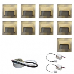 Zest 9 x oprawa schodowa ontario mosiądz zimna +zasilacz 20W 12V DC+ 2 czujniki 12V DC