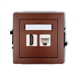 Karlik DECO gniazdo pojedyncze HDMI + gniazdo komp. poj. 1xRJ45, kat. 5e, 8-stykowy brązowy metalik PODTYNKOWY bez ramki IP 20 9