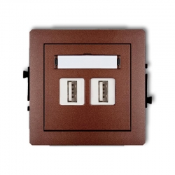 Karlik DECO gniazdo podwójne 2xUSB-AA 3.0 brązowy metalik PODTYNKOWY bez ramki IP 20 9DGUSB-6