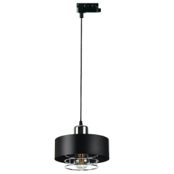 Lampa LOFT fi-200 1xE27 wisząca 1F na szynoprzewód LUXsystem czarno srebrna