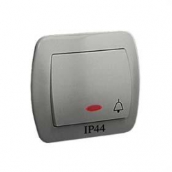 KONTAKT-SIMON Akord Przycisk dzwonek IP44 z podśw. aluminium AD1BL/26