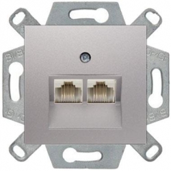 HAGER POLO Berker B.3/B.7 Gniazdo telef. 2xRJ11 alu mat 534539+14091404