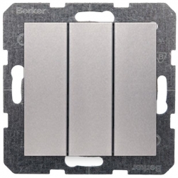 HAGER POLO Berker B.Kwadrat łącznik potrójny aluminium 533023+16651404
