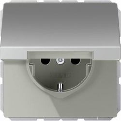 JUNG LS990 Gniazdo SCHUKO IP44 z klapką aluminium