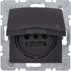 HAGER POLO Berker B.kwadrat gniazdo poj. z/u antracyt z klapką 396380+3965898996