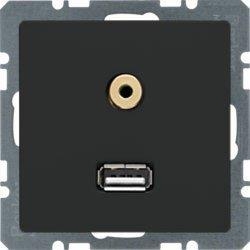 HAGER POLO Berker Q.1 Q.3 Q.7 Gniazdo USB/3.5mm audio antracyt aksamit 3315396086