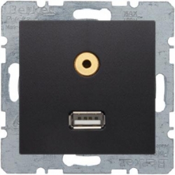 HAGER POLO Berker B.kwadrat gniazdo USB 3,5mm audio antracyt 3315391606