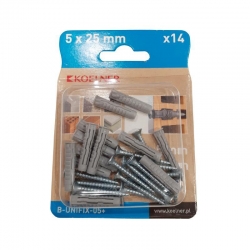KOELNER kołek uniwersalny UNIPLUG 5x25mm z wkrętem 3,5x30mm 14szt B-UNIFIX-05+