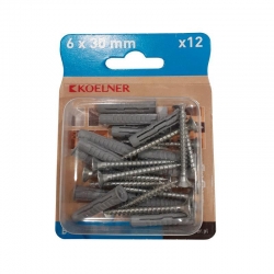 KOELNER kołek uniwersalny UNIPLUG 6x30mm z wkrętem 4,5x40mm 12szt B-UNIFIX-06+
