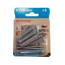 KOELNER kołek uniwersalny UNIPLUG 8x40mm z wkrętem 5,0x60mm 6szt B-UNIFIX-08+