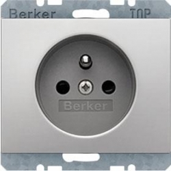 HAGER POLO Berker K.5 gniazdo z/u poj. aluminium 396380+3965757003