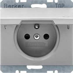 HAGER POLO Berker K.5 gniazdo z/u poj. aluminium z klapką 396380+3965777103