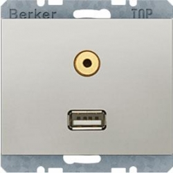 HAGER POLO Berker K.5 Gniazdo USB/3.5mm audio stal 3315397004
