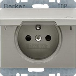 HAGER POLO Berker K.5 gniazdo z/u poj. stal szlach. z klapką 396380+3965777104