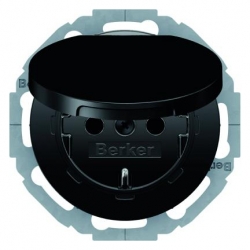 HAGER POLO Berker R.classic Gniazdo z/u schuko z klapką 230V czarny 47442045