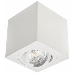 Oprawa CUBE Gu10 biała +żarówka LED gu10 + gniazdo podwójne Kanlux DOMO monoblok szampański bez uziemienia