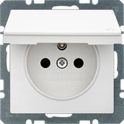 HAGER POLO Berker Q.1 Q3 gniazdo z/u pojedyncze z klapką IP44 biały aksamit 396380+3965436089