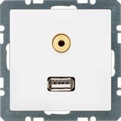 HAGER POLO Berker Q.1 Q.3 Q.7 Gniazdo USB/3.5mm audio biały aksamit 3315396089