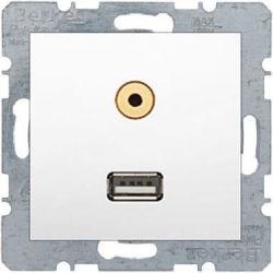 HAGER POLO Berker B.Kwadrat Gniazdo USB 3,5mm Audio śnieżnobiałe 3315398989
