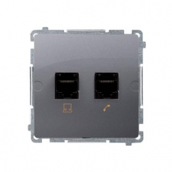 KONTAKT-SIMON Basic Moduł Gniazdo teleinf. RJ45 kat.5e + RJ12 srebrny mat