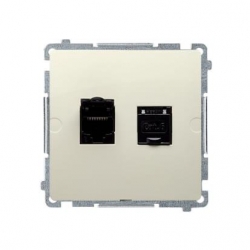 KONTAKT-SIMON Basic Gniazdo komputerowe podw. 2xRJ45 kat.6 beżowe BM62E.01/12