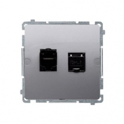 KONTAKT-SIMON Basic Gniazdo komputerowe podw. 2xRJ45 kat.6  stal inox BM62.01/21