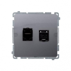 KONTAKT-SIMON Basic Gniazdo komputerowe podw. 2xRJ45 kat.6 srebrny BM62.01/43