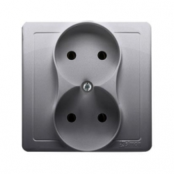 KONTAKT-SIMON Basic Gniazdo podwójne b/u ptp stal inox BMG2z/21