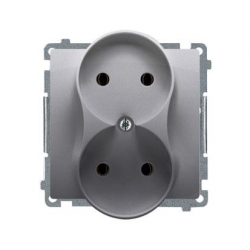 KONTAKT-SIMON Basic Gniazdo podwójne b/u 16A IP20 stal inox BMG2M.01/21