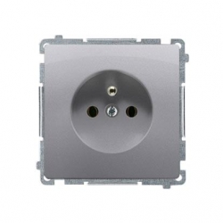 KONTAKT-SIMON Basic Gniazdo pojedyncze z/u z przesłoną stal inox BMGZ1z.01/21