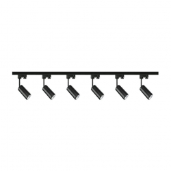 Zestaw 6x lampa BOLZANO Track 3F czarna z żarówką led gu10 PHILIPS 5W ciepła biała + szynoprzewód 2 x 2m kolor czarny