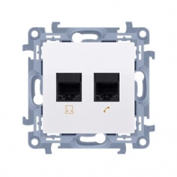 KONTAKT-SIMON Simon10 Gniazdo RJ45 kat 6 + gniazdo tel. RJ12 białe