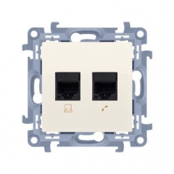 KONTAKT-SIMON Simon10 Gniazdo RJ45 kat 6 + gniazdo tel. RJ12 kremowe