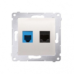 KONTAKT-SIMON Simon54 Gniazdo teleinf. RJ45 kat.5e + RJ12 kremowe D5T.01/41