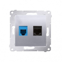 KONTAKT-SIMON Simon54 Gniazdo teleinf. RJ45 kat.5e +RJ12 srebrne D5T.01/43
