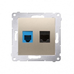 KONTAKT-SIMON Simon54 Gniazdo teleinf. RJ45 kat.5e + RJ12 złoty D5T.01/44